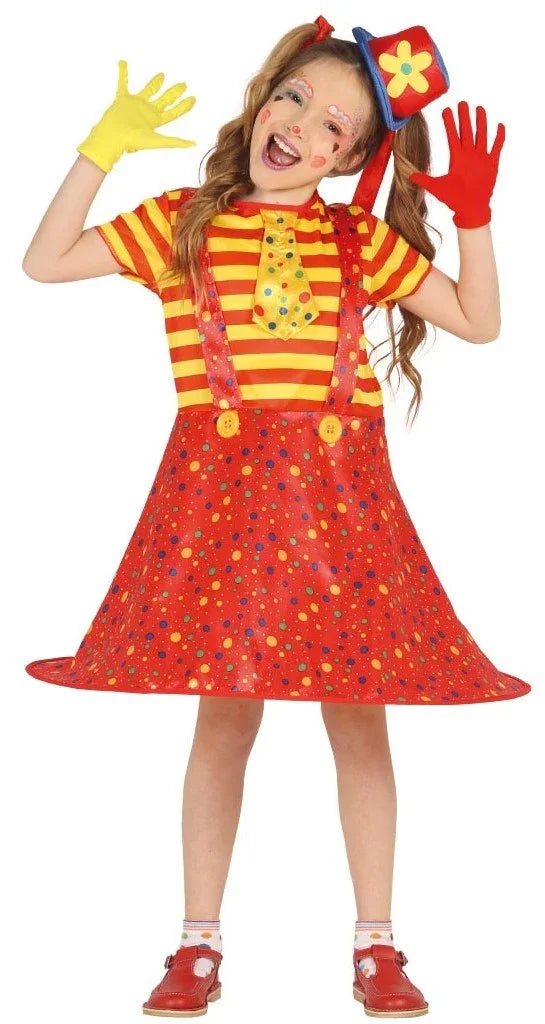 Disfraz de Payasa Roja y Amarilla para Niña Payaso Guirca